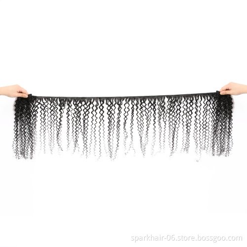 SPARK 10A Quality Remy Brazilian Kinky Curly Hair Bundles Hair Weave Single Bundles